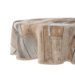 Toile cirée ronde Woody brun - 160 cm