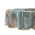 Oilcloth round Woody blue - 160 cm