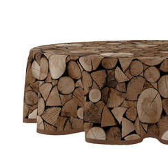Oilcloth round wood brown - 160 cm