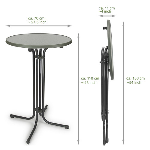 Bartable - gris - 80cm de diamètre - table de bar - table de cocktail - table de fête - cadre solide