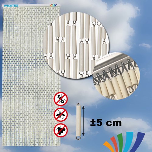 Rideau à mouche rideau de porte Tubes 100x232 cm écru