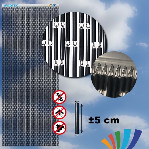 Fliegenvorhang Türvorhang Tubes 90x210 cm schwarz