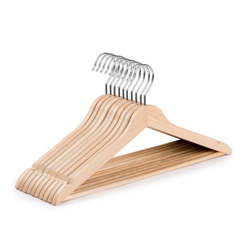 Clothes hanger - Clothes hangers Wood - Natural 10 pieces with skirt notch