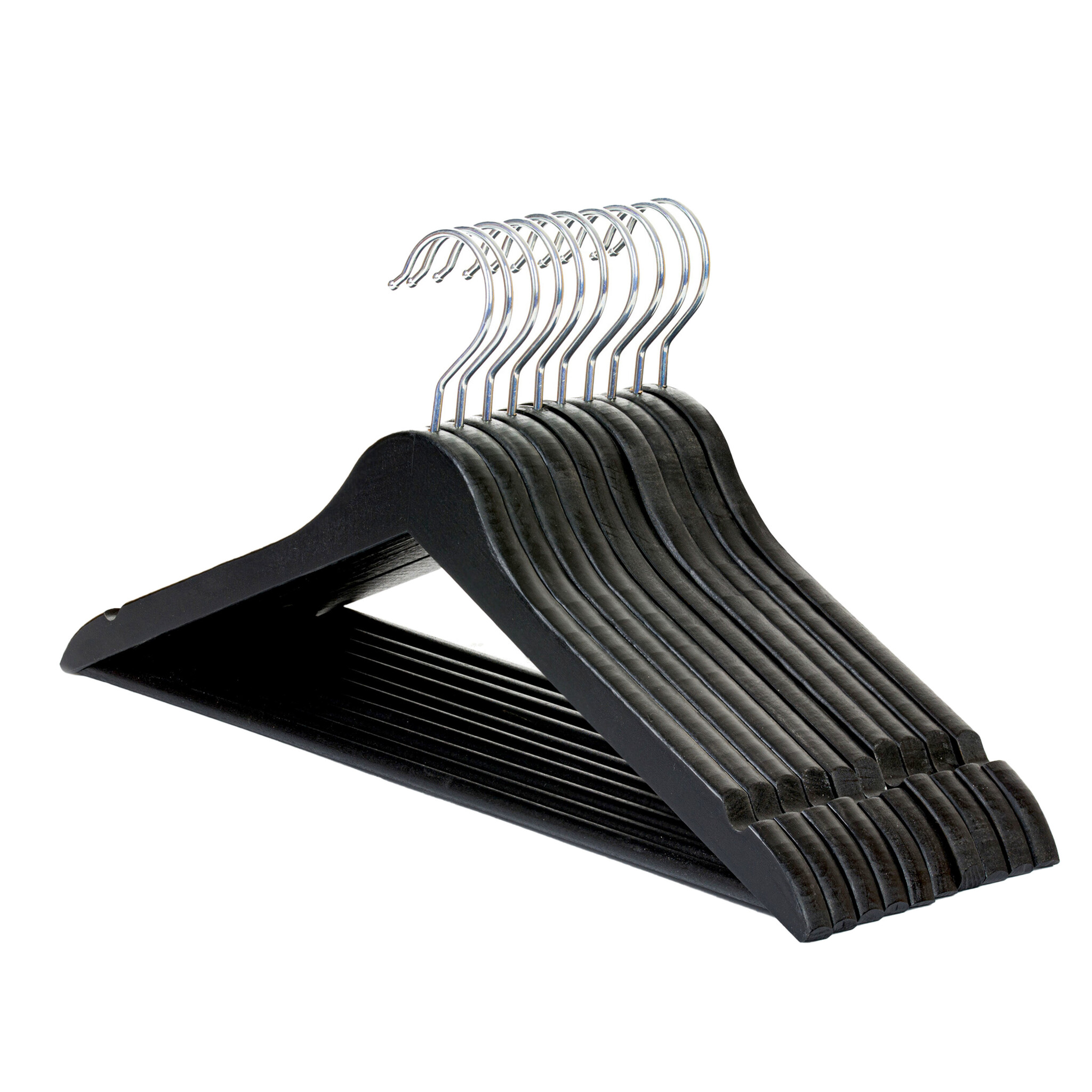 Clothes hanger woodblack 10 pieces with skirt notch