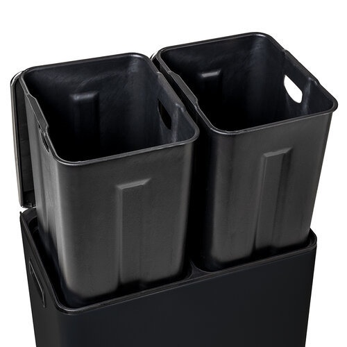 Poubelle Tom 60litres (2x30litres) séparation des déchets 2 compartiments noir