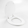 Toilet seat-WC seat MDF matt white including metallic hinges.