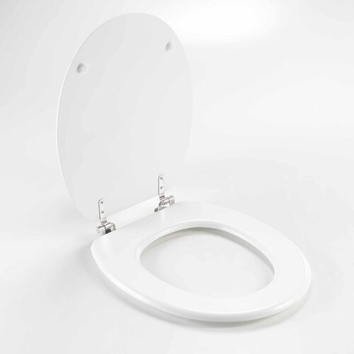 Siège de toilette-WC siège MDF blanc mat avec charnières métalliques.