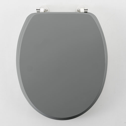 Siège de toilette-WC siège MDF gris mat avec charnières métalliques.