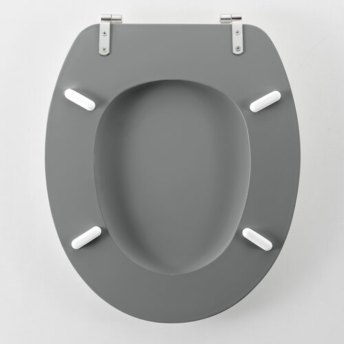 Toiletbril-WC bril MDF mat grijs inclusief metallic scharnieren.