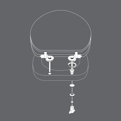 Toilet seat-WC seat MDF matt grey including metallic hinges.