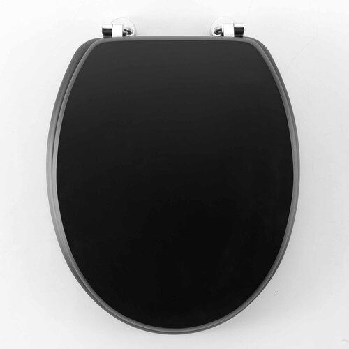 Toiletbril-WC bril MDF mat zwart inclusief metallic scharnieren.