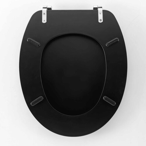 Siège de toilette-WC siège MDF noir mat avec charnières métalliques.