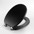 WC-Sitz-WC-Sitz MDF mattschwarz mit Metallscharnieren.