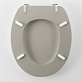 Toiletbril-WC bril MDF mat taupe inclusief metallic scharnieren.