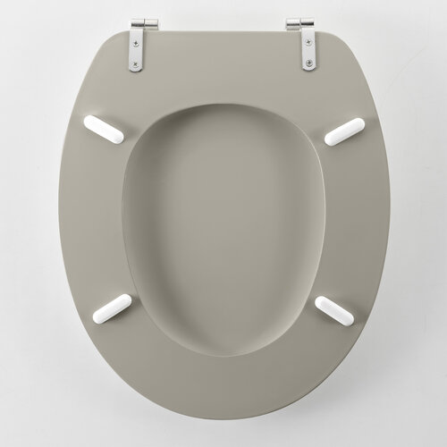 WC-Sitz-WC-Sitz MDF matt taupe mit Metallscharnieren.
