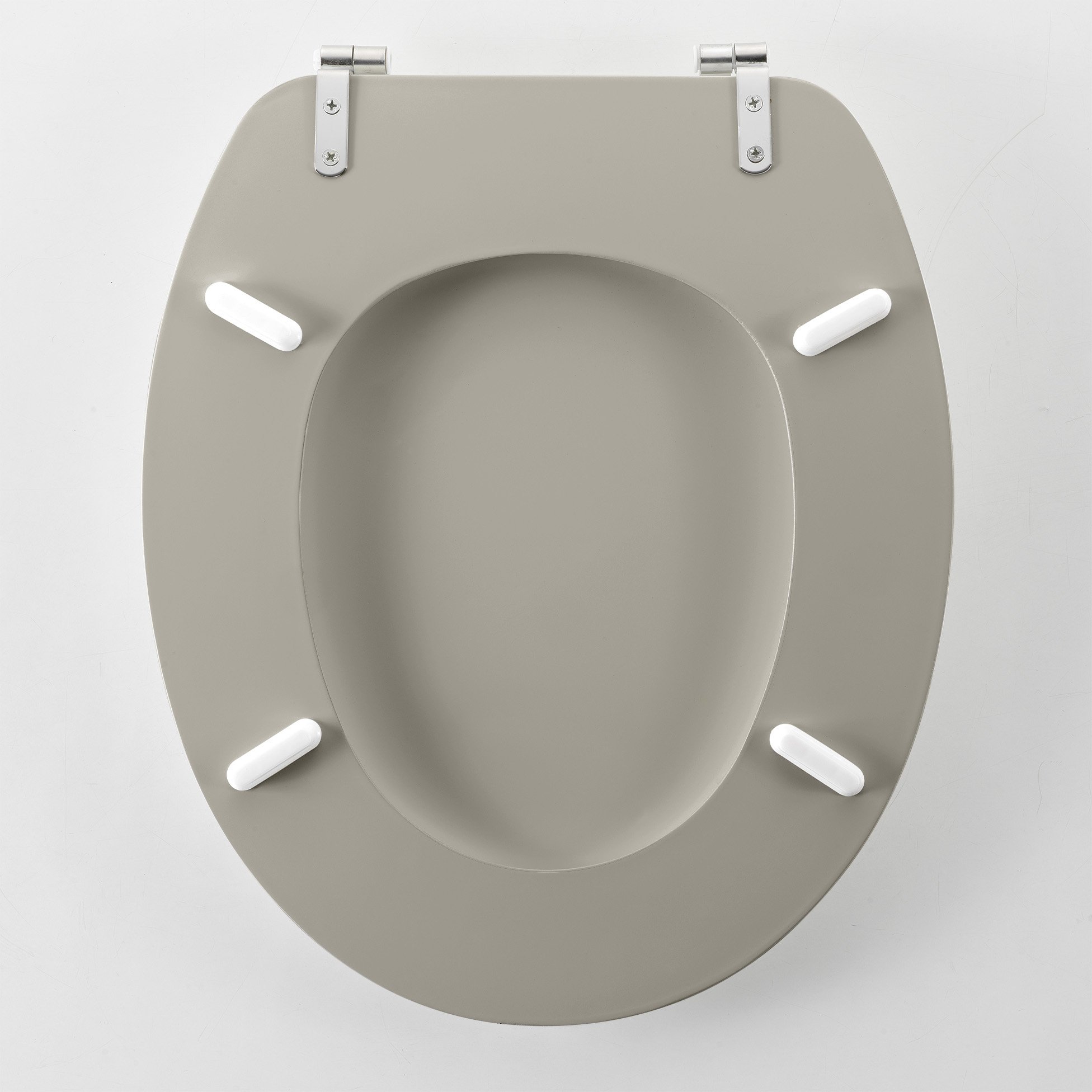 Siège de toilette-WC seat MDF mat taupe avec charnières métalliques.