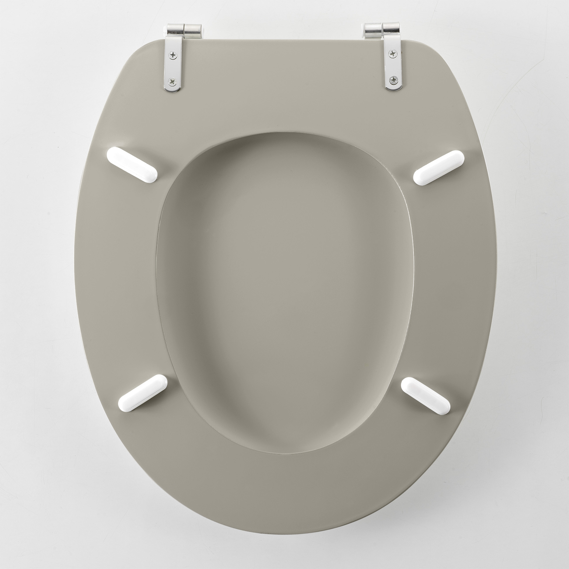 Siège de toilette-WC seat MDF mat taupe avec charnières métalliques.