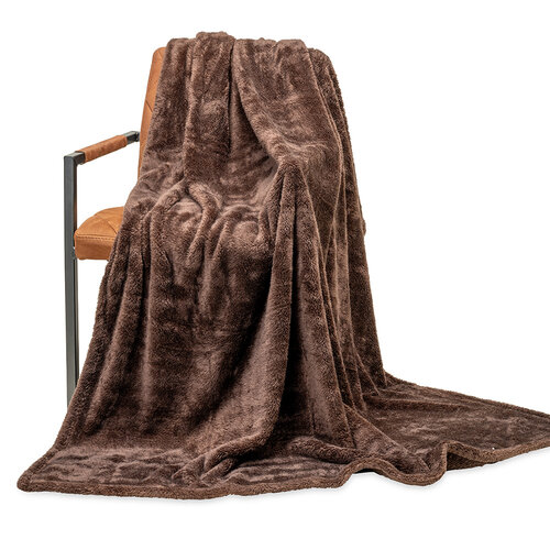 Wicotex Plaid-dekens- Fluffy bruin. Beide zijden gekleurd 150x200cm