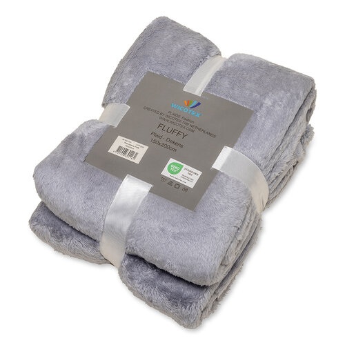 Wicotex Plaid blanket- Fluffy light grey. Both sides coloured 150x200cm