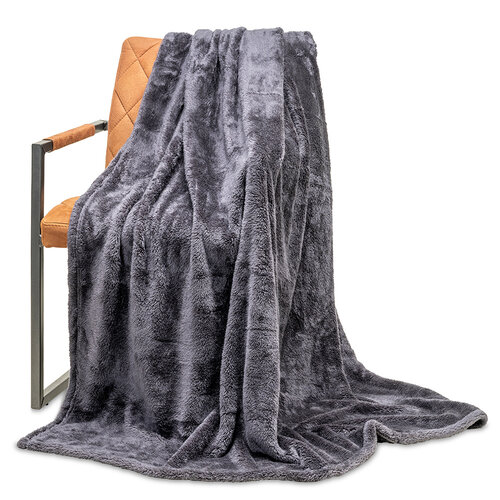 Wicotex Plaid blanket- Fluffy black. Both sides coloured 150x200cm