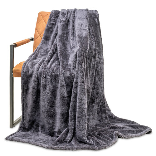 Wicotex Plaid-dekens- Fluffy zwart. Beide zijden gekleurd 150x200cm