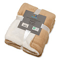 Wicotex Plaid blanket- Espoo camel. Coral fleece with sherpa soft inside 200x240cm