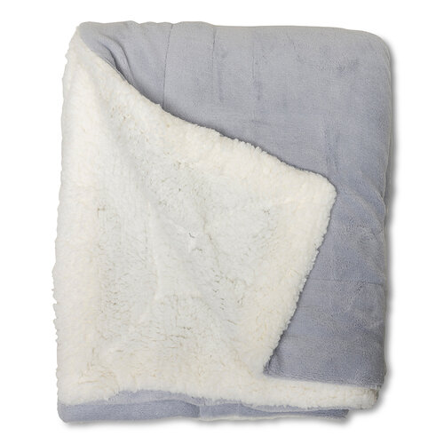 Wicotex Plaid blanket- Espoo light grey. Coral fleece with sherpa soft inside 200x240cm