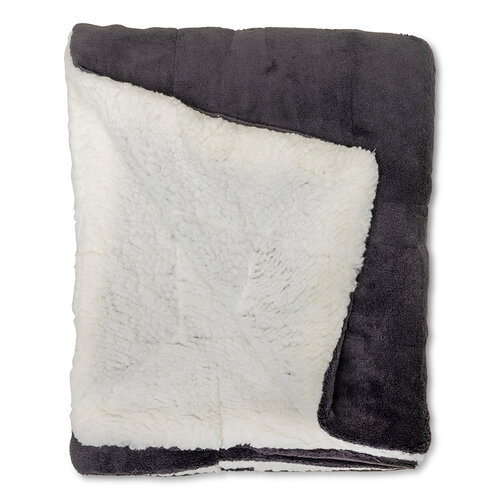 Wicotex Couverture à carreaux - Espoo noir. Polaire corail avec intérieur sherpa 150x200cm