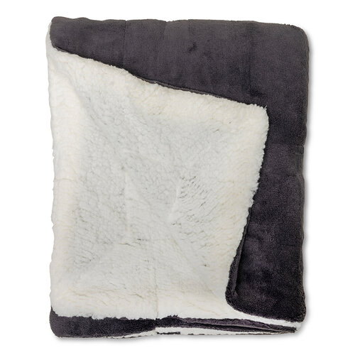 Wicotex Plaid-dekens- Espoo zwart. Coral fleece met een zachte binnenzijde van sherpa 150x200cm