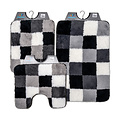 Tapis de bain noir-gris-blanc-bloqué 60x90cm