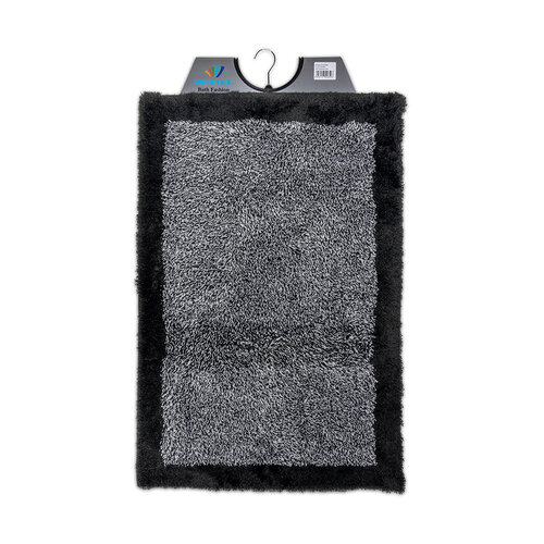 Tapis de bain gris avec bordure noire 60x90cm