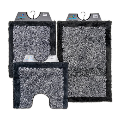 Bath mat grey with black border 60x90cm