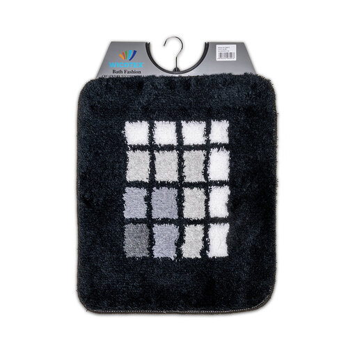 Tapis de toilette à carreaux blancs et à bordure noire 50x60cm