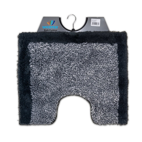 Tapis de toilette gris avec bordure noire 50x60cm