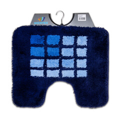 Toilet mat blue border blue chequered 50x60cm