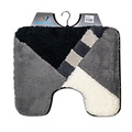 Tapis de toilette gris-noir-blanc en damier oblique 50x60cm
