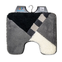 Tapis de toilette gris-noir-blanc en damier oblique 50x60cm