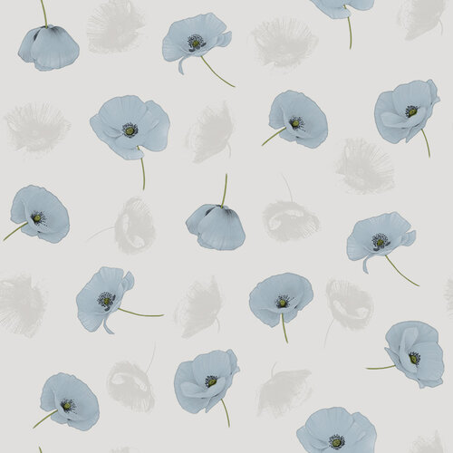 Toile cirée Coquelicots Bleu