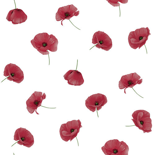 Oilcloth Poppies Red