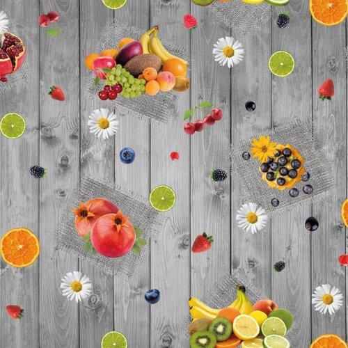 Tablecloth Mirella 194-B Fruit with Grey boards