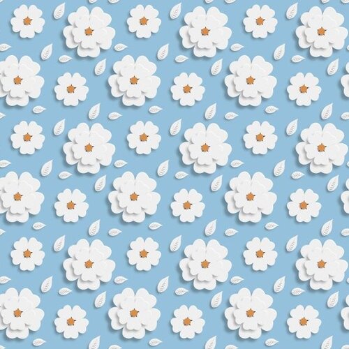 Tafelzeil Mirella 187-A Witte bloem met Blauw