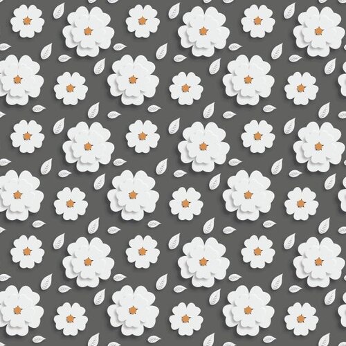 Toile cirée Mirella 187-D Fleur blanche avec gris