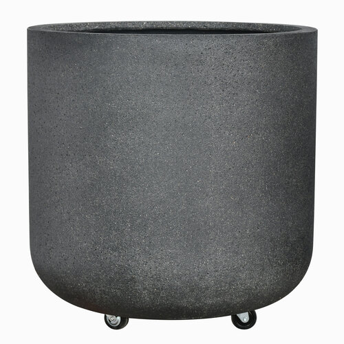 Flower pot Madrid on wheels Black 73x73x75cm Indoor and outdoor use Made of Stone