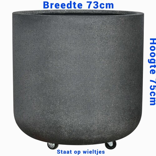 Flower pot Madrid on wheels Black 60x60x61cm Indoor and outdoor use Made of Stone