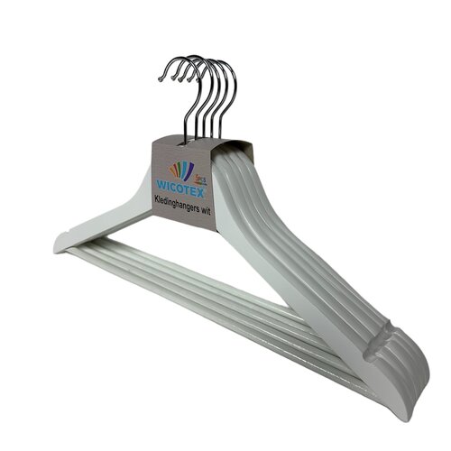 Clothes hanger - Clothes hangers Wood - White 10 pieces with skirt notch