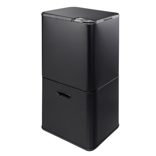 Tex waste bin 60litre Waste separation 2 compartments (33+27L) Black including odour filter