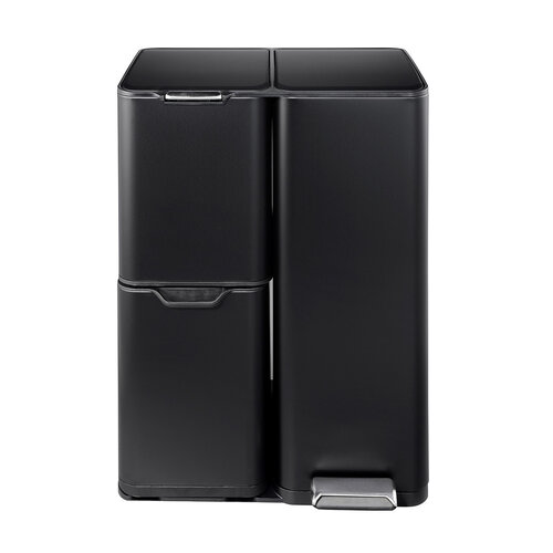 Poubelle Tobey 60litre Séparation des déchets 3 compartiments (13x17x30L) Noir