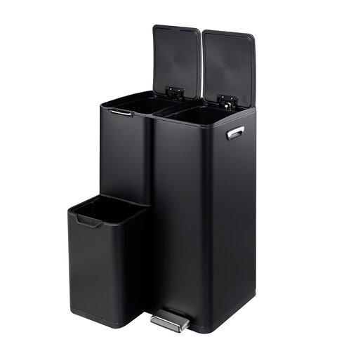 Waste bin Tobey 60litre Waste separation 3 compartments (13x17x30L) Black