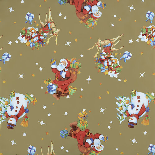 Oilcloth Borsa 596-7 - Christmas tablecloth - Father Christmas gold