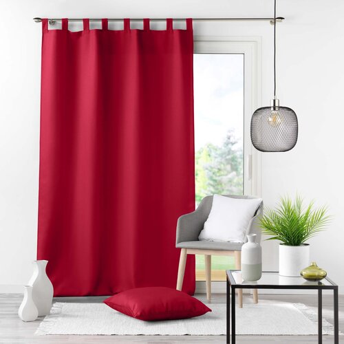 Rideaux - confectionnés - avec boucle de suspension 140x260cm uni polyester Rouge